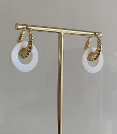 Nagkakaisa Gold Mother of Pearl Hoops Earrings - Arete