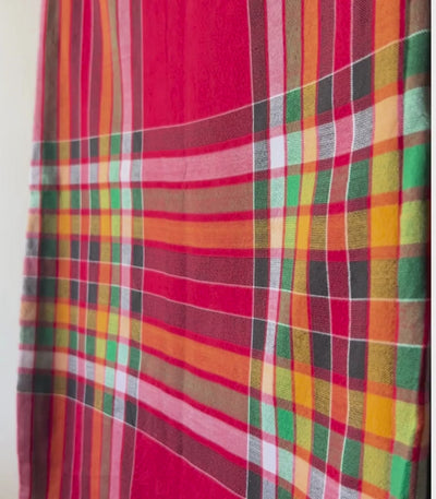 Traditional Tboli Malong - Handwoven Philippine Textile Wrap, Skirt & Blanket in Red Squares - Sesotunawa and TUGED