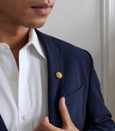 Bernie Gold Filigree Suit Lapel Pin - AMAMI