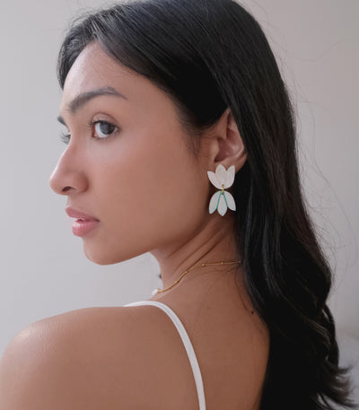 Guita Drop Earrings on a model - Arete