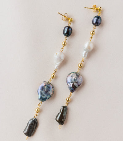 Piedra Black Pearl Two-Way Earrings - Arete