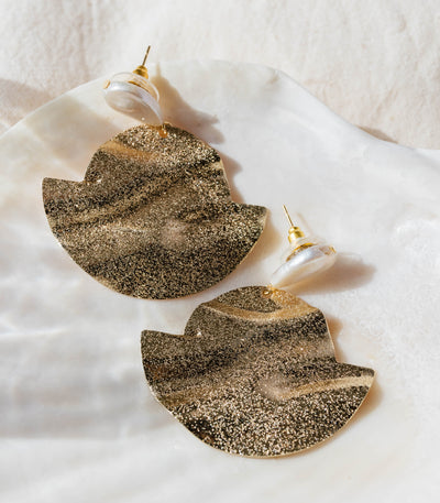 Sunset Pearl Lamina Earrings - Arete