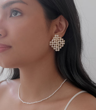 Weave Pearl Earrings - Arete