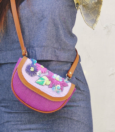 Vinia Hardin Fanny Pack in Ube on a model - Rags2Riches