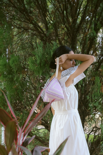 Puso Pyramid Handbag in Lilac - Rags2Riches