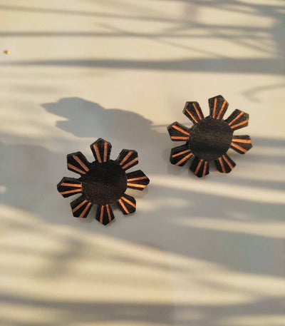 Filipino Sun Wooden Stud Earrings - Sesotunawa