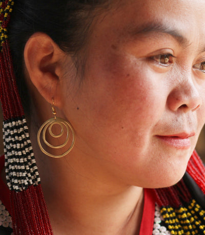 Klifus Brass Earrings on a model - Sesotunawa