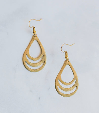 T'dak Droplet Brass Earrings - Sesotunawa