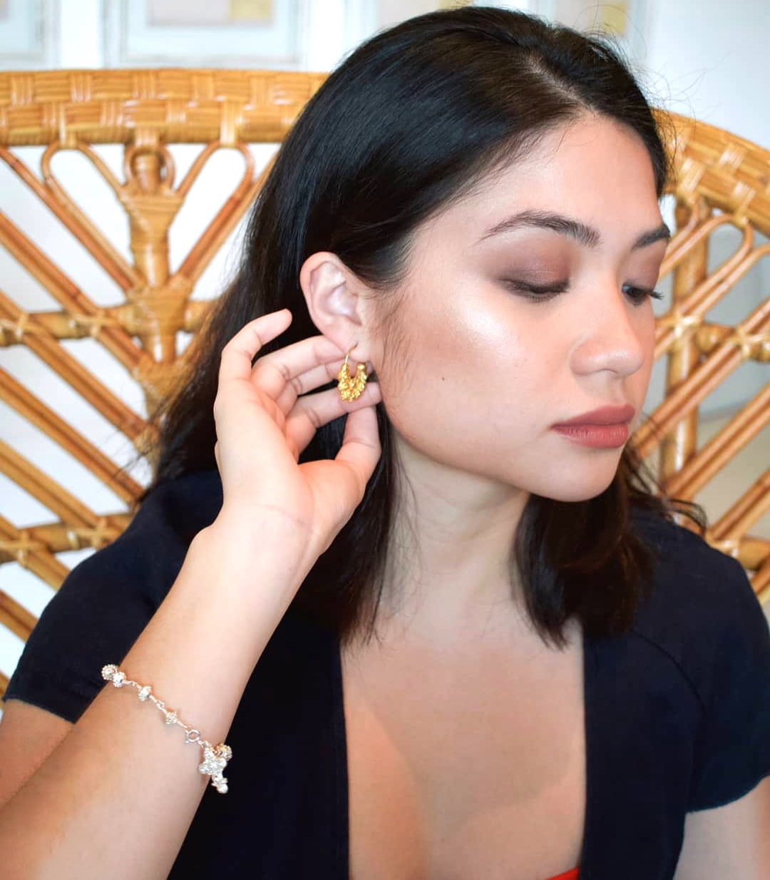 Fatima Creolla Gold Filigree Earrings - AMAMI
