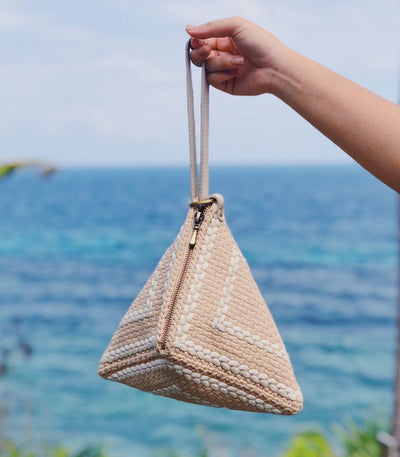 Puso Pyramid Handbag in Beige Monochrome - Rags2Riches